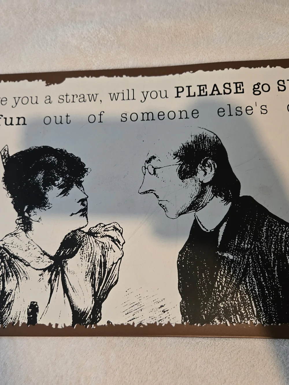 Vintage Black & White Funny Wall Art 16x10